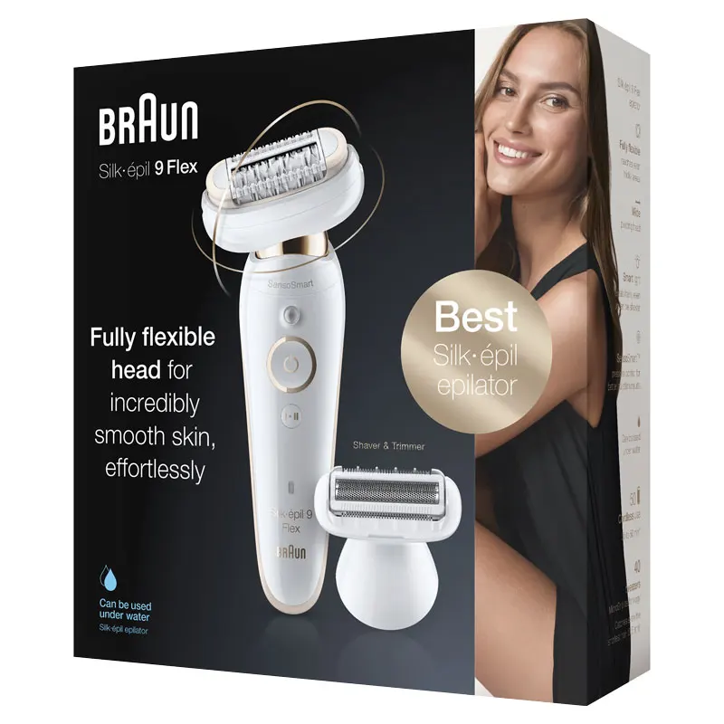 Braun Zijde-Épil 9002 Flex Nat & Droog, Vrouwelijke Elektrische Depilator, Flexibele Kop, Microgrip Pincet, druk Controle