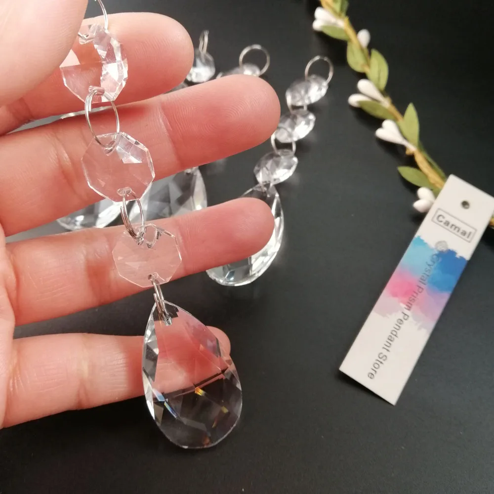 Camal 5Pcs Crystal Clear 38mm Teardrop Prisms Pendants Parts Beads Garland Hanging Chandelier Lamp Lighting Part Home Decoration