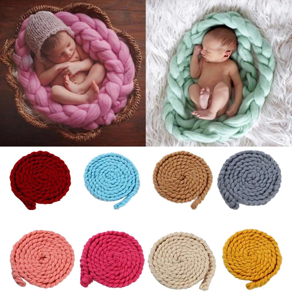 

Multi Color Baby Photography Props Braid Blanket Stretch Knit Newborn Photo Shoot Soft Wraps Accessories New