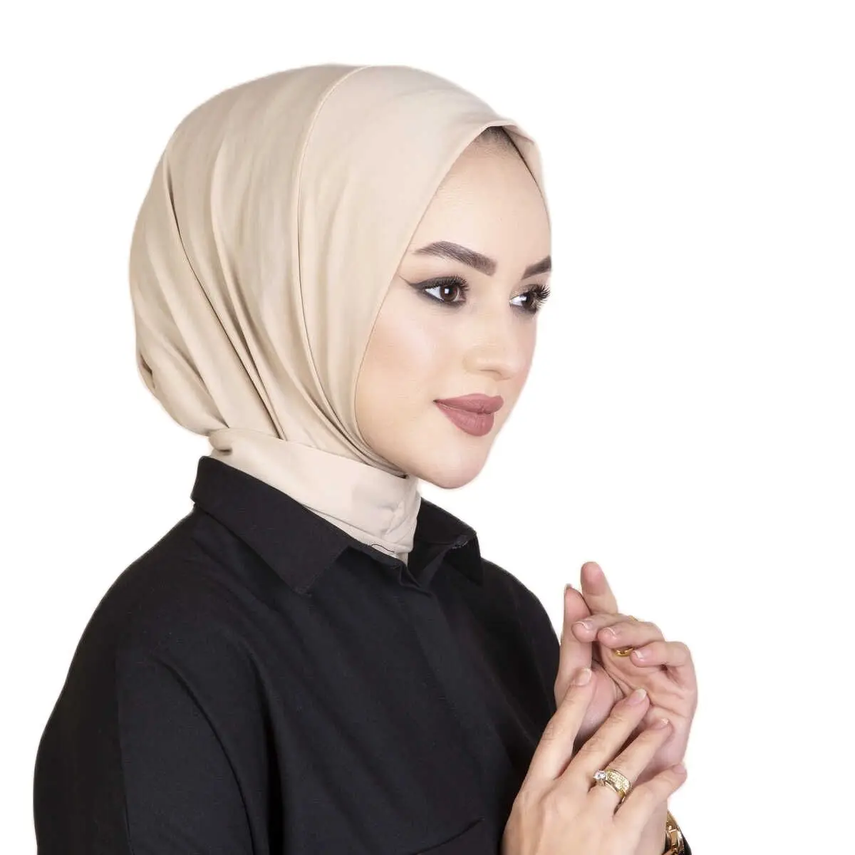 Hijab with Snap Fastener Bonnet-Shawl Turban Plain Seasonal Comfortable Useful Women Muslim Fashion Stylish Hijab