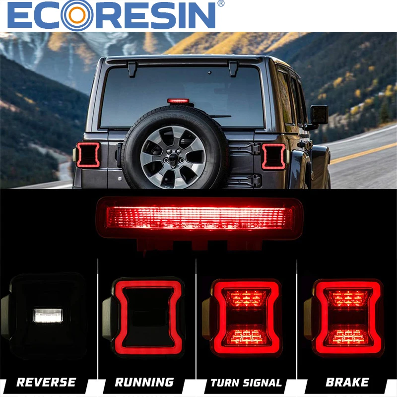 

For wrangler 2018--2022 JL JT Smoked Light Lamps Reverse Turn Signal Red Auto Car break light Offroad 4*4 LED Rubicon Sahara