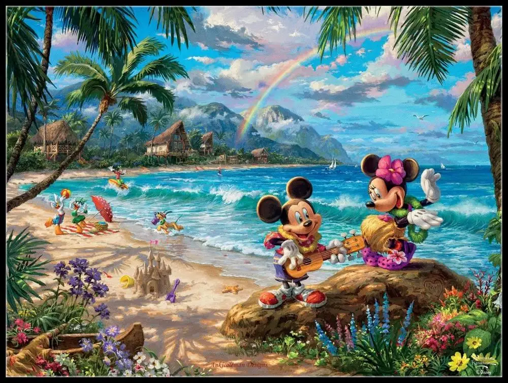 Mickey and Minnie  - Counted Cross Stitch Kits - Handmade Needlework Embroidery 14 ct Aida Cross Stitch Sets