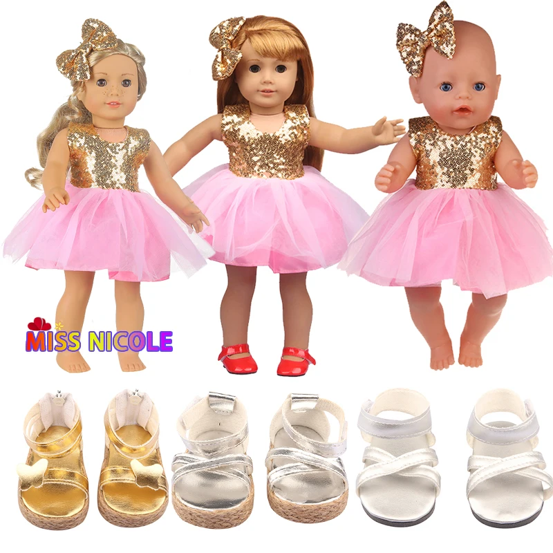 Doll Baby Clothes Princess Lace Dress Fit 18 Inch American&43 CM Reborn New Born Baby Doll OG Girl Doll Shoes DIY Gift`s Toy