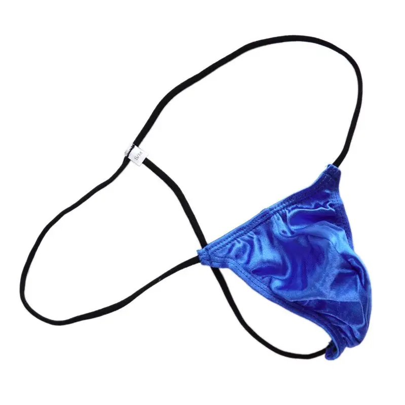 Mens G505Y Micro thong String waist Sexy Thong Pouch shiny satin knit nylon spandex Very Limit coverage