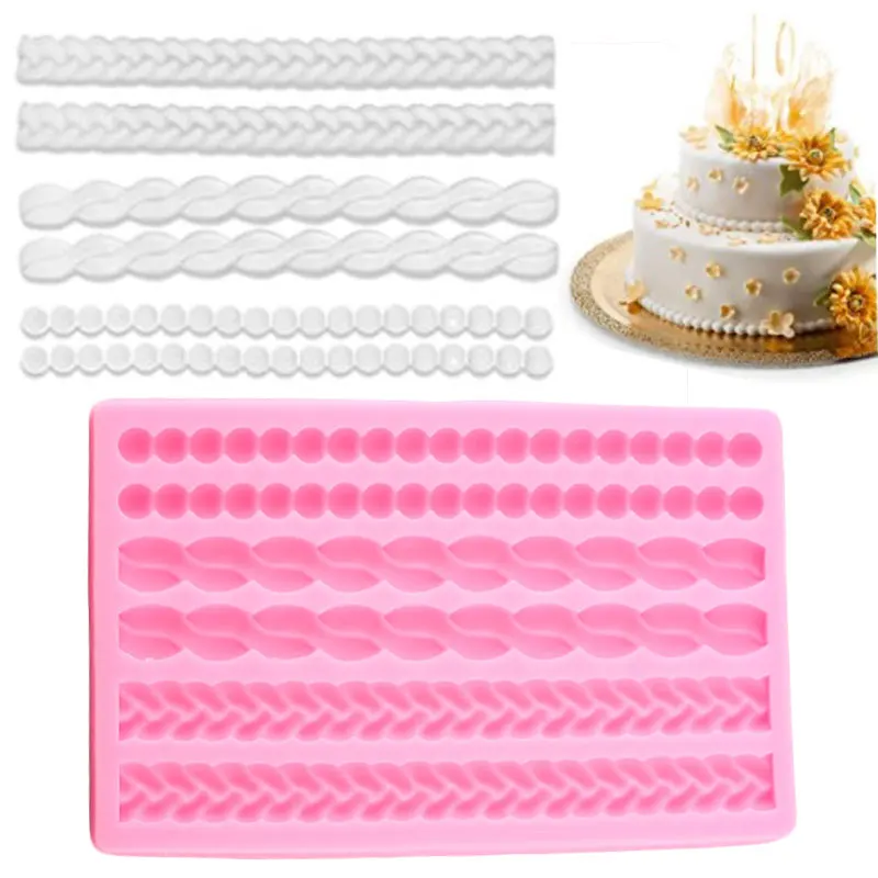 Pearl Chain Rope Silicone Mold DIY Cake Border Chocolate Gumpaste Fondant Molds Cake Decorating Tools Candy Clay Resin Moulds