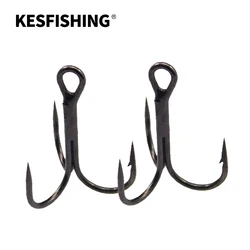 KESFISHING 12pcs Fishing Hook Carbon Steel Barbed Fishhooks Super Sharp Triple Hooks Tackle Accessories with Box