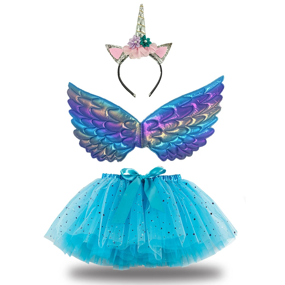 Costume de fête d'anniversaire pour fille, ensemble jupe tutu kle, bande de sauna, corne de Nairobi Orn, nickel é mignon, tenue de cosplay princesse