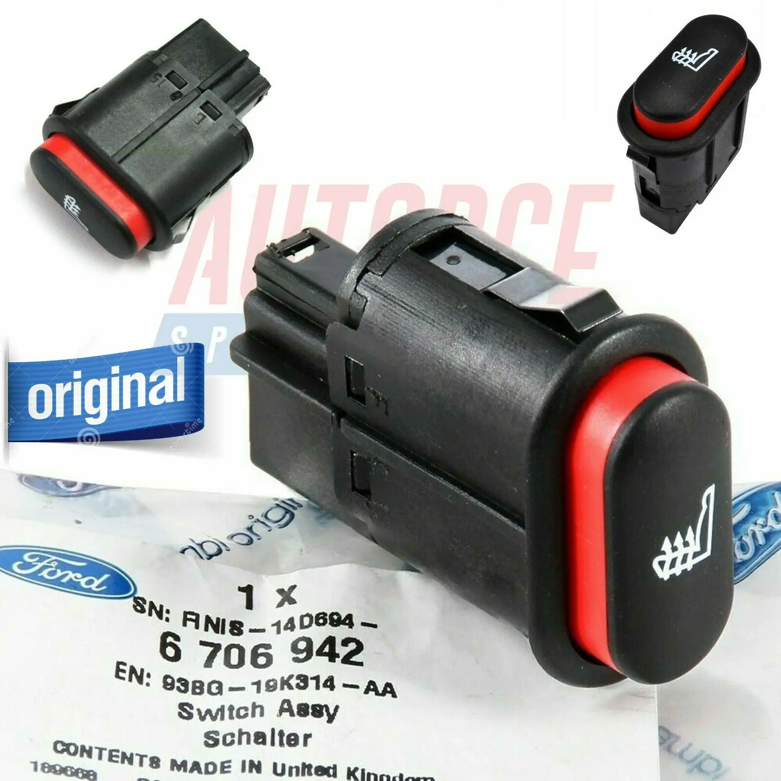 GENUINE FOR FORD RANGER MK5 MONDEO MK1 FIESTA TRANSIT MK8 ESCORT HEATED SEATS SWITCH FITS 6706942, 93BG19K314AA