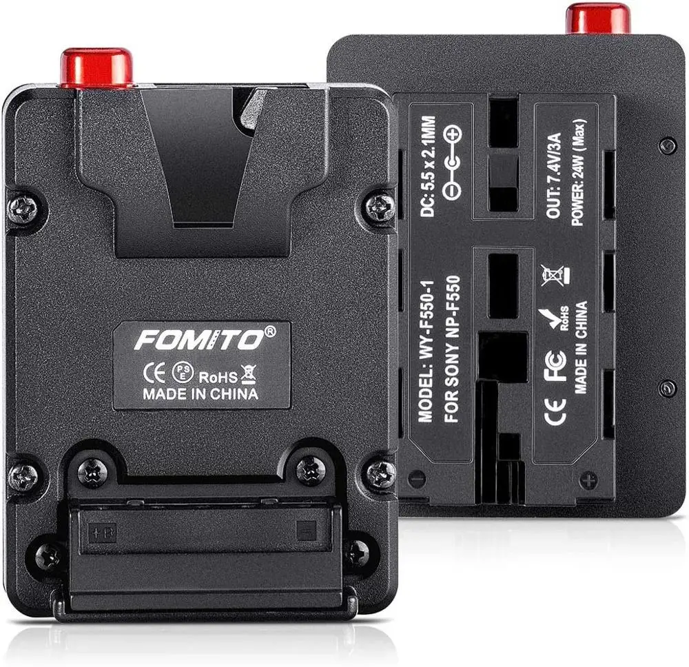 

Fomito NP-F Dummy Battery to V-Lock V Mount Plate for Sony F970 F750 F550 Battery to Camera Monitor Neewer F100 FEELWORLD FW568