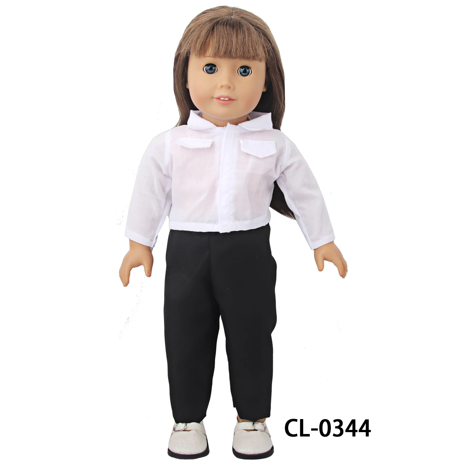 Conjunto de ropa de camisa y pantalones blancos para muñeca recién nacida, traje de oficina para Niña Americana de 18 pulgadas, OG, juguete de