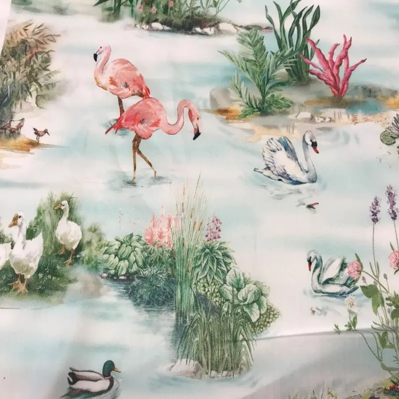 Cotton fabrics, flamingos LAGOS fabrics, 100% cotton poplin, animal fabrics, children's fabrics, TEXTILE PERTEX