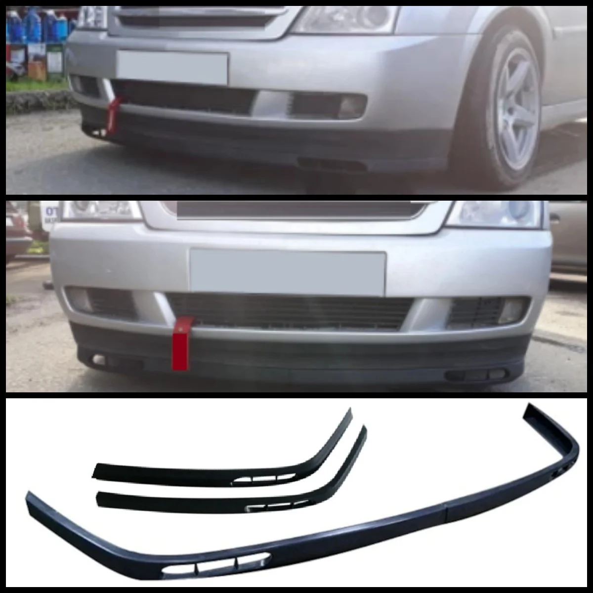 For Opel Vectra C Laguna Model Front Bumper Lip Universal 2pcs Diffuser Black Bumper Lip Spoiler Body Kit Tuning