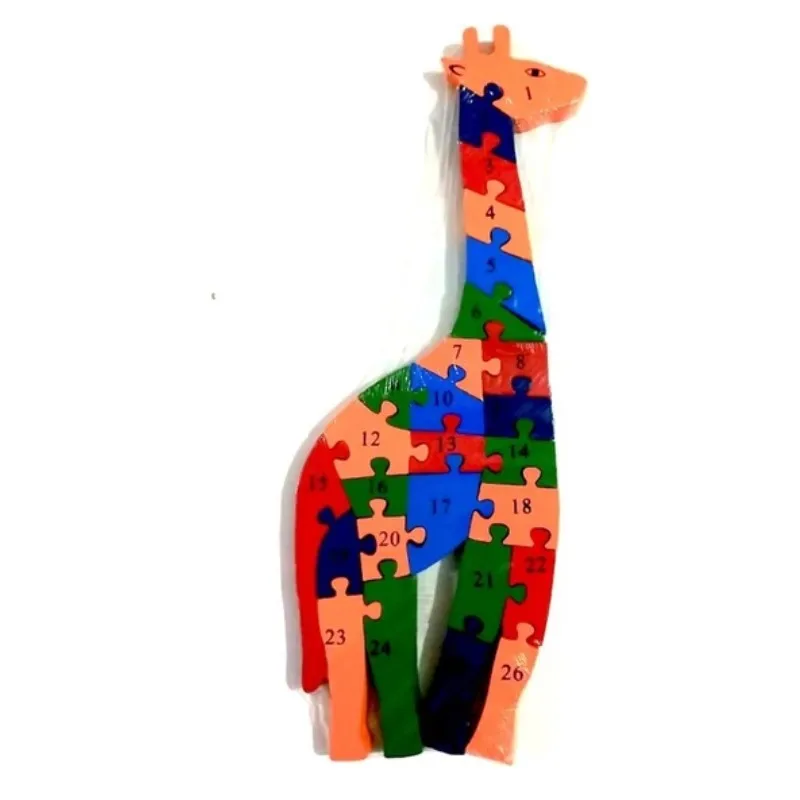 SRO Toys Colorful Wooden Jigsaw Puzzle with Giraffe Figures 26 Piece Educational