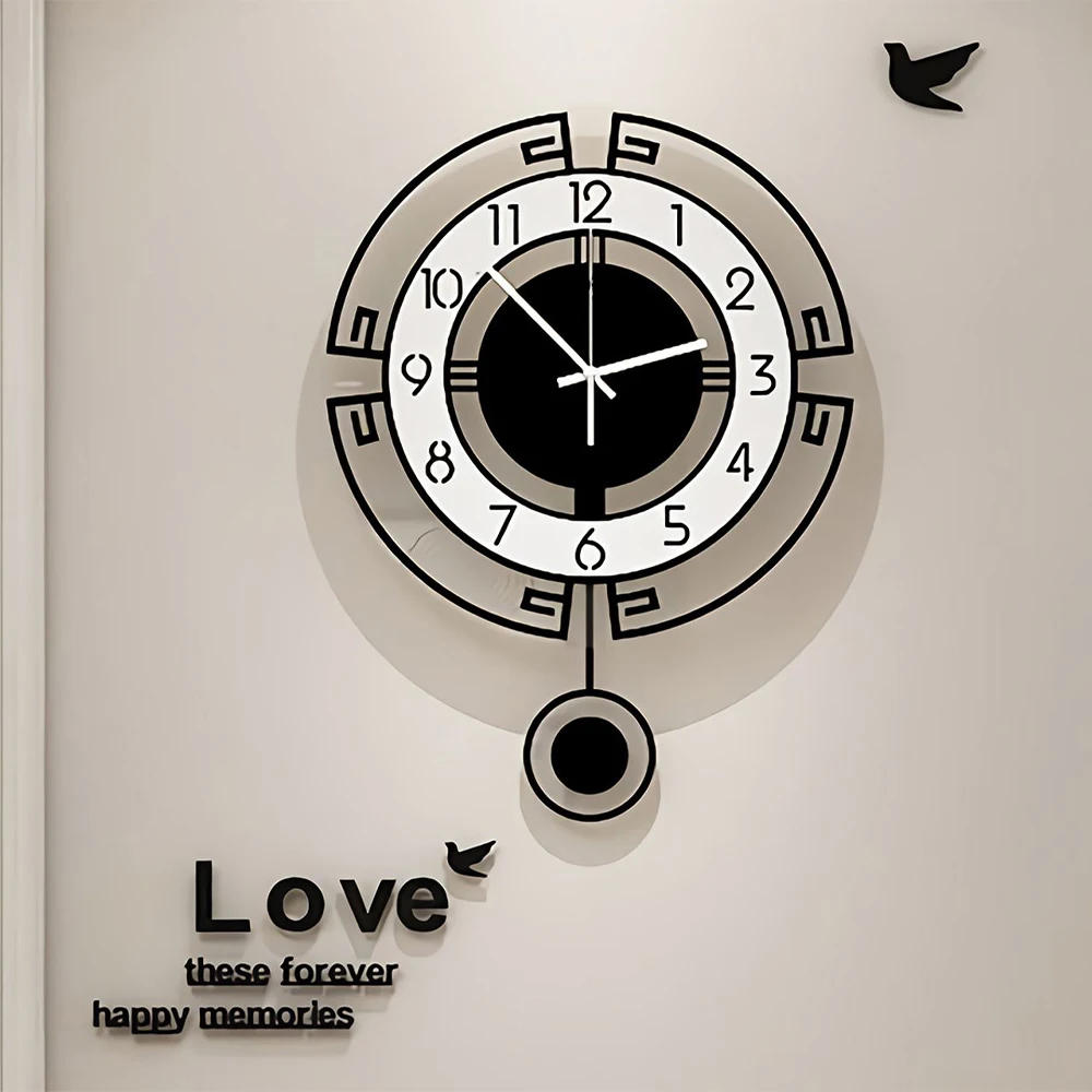 

Premium Swinging Pendulum Wall Clock Black White Home Wall Clock Interiors Decoration Home Decoration Hanging Watch