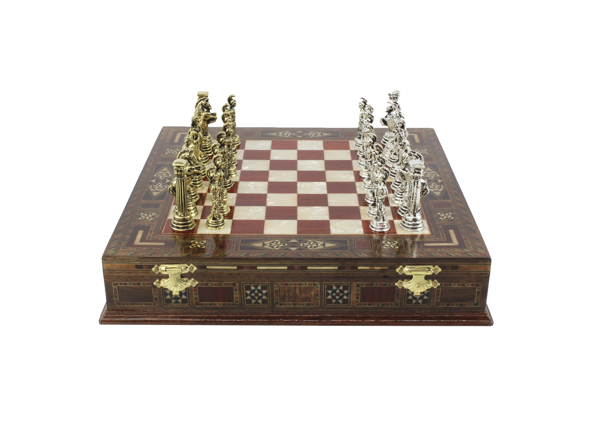 Personalized Chess Board Game Custom Wooden Rosewood Board and Metal Chess Figures 10.8 Inc Chess Custom Gift for Christmas