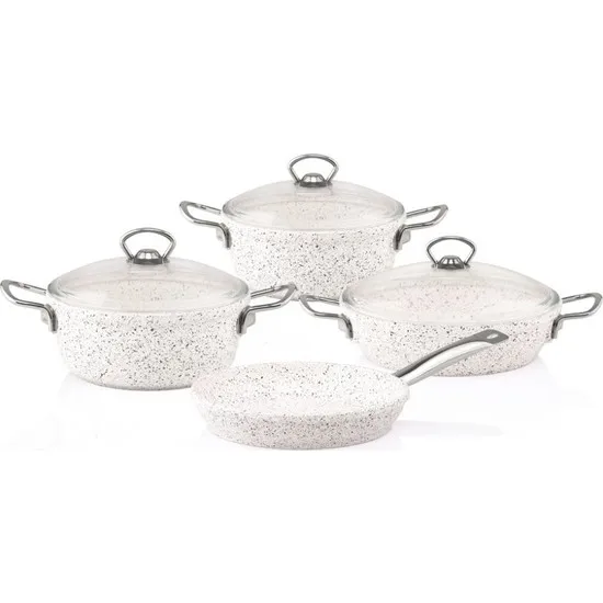 Tac Granite Casting Non stick stylish White color 7 Piece Turkish Cookware Set