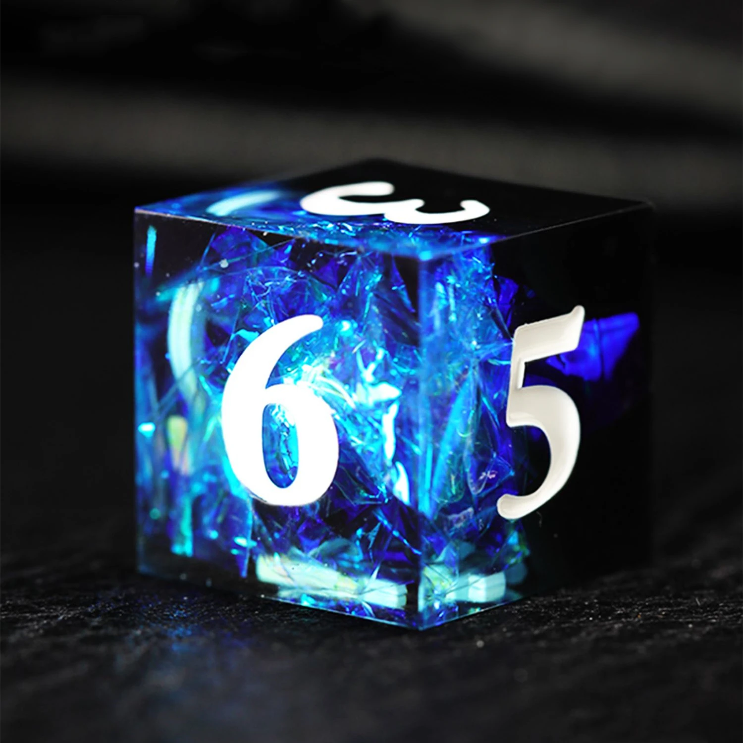 7Pcs/Set Dark Blue Ice Crystal Dice D&D COC Dice D4 D6 D8 D10 D% D12 D20 Table Games DND RPG Dice Set