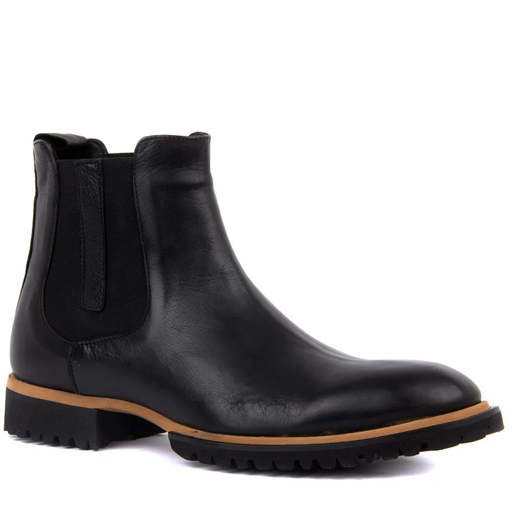 Botas de couro para homem preto