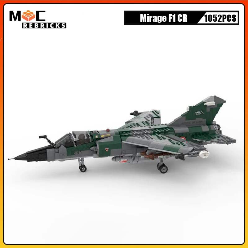 Ww2 militärische waffe frankreich luftkampf flugzeug dassault mirage f1 cr fighter moc bausteine ziegel spielzeug für kinder