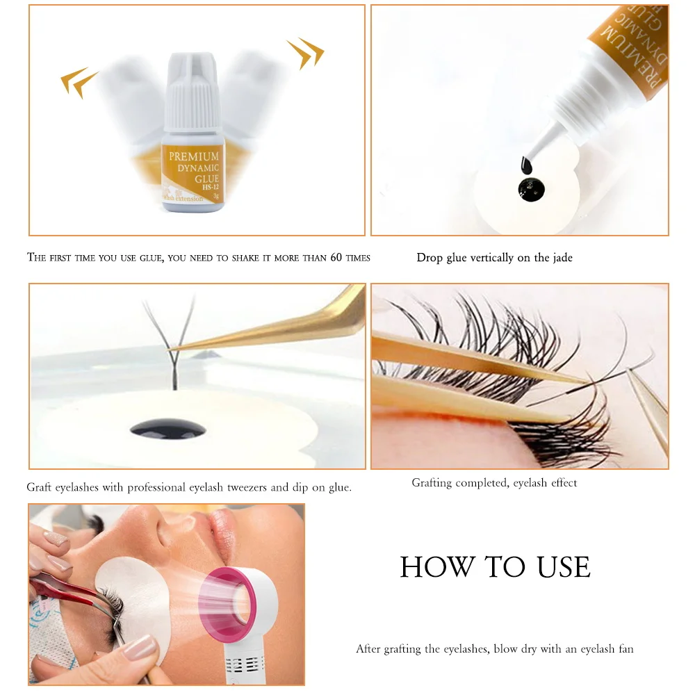 Original Premium Dynamic Glue Long Lasting Private Label HS 12 Glue 1-2 sec Dry Eyelash Extension HS Glue