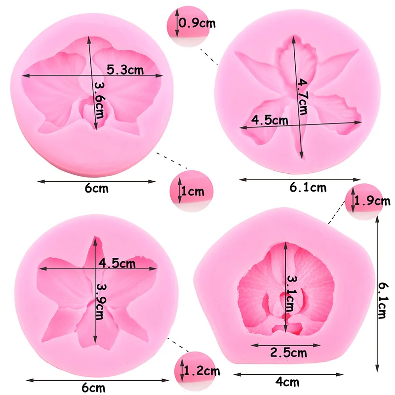 Orchid Silicone Mold DIY Wedding Flower Cupcake Topper Fondant Cake Decorating Tools Candy Clay Chocolate Gumpaste Moulds