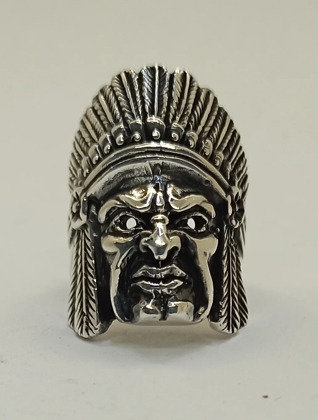 925 Real Sterling Silver Men's Ring Chief Head Ring