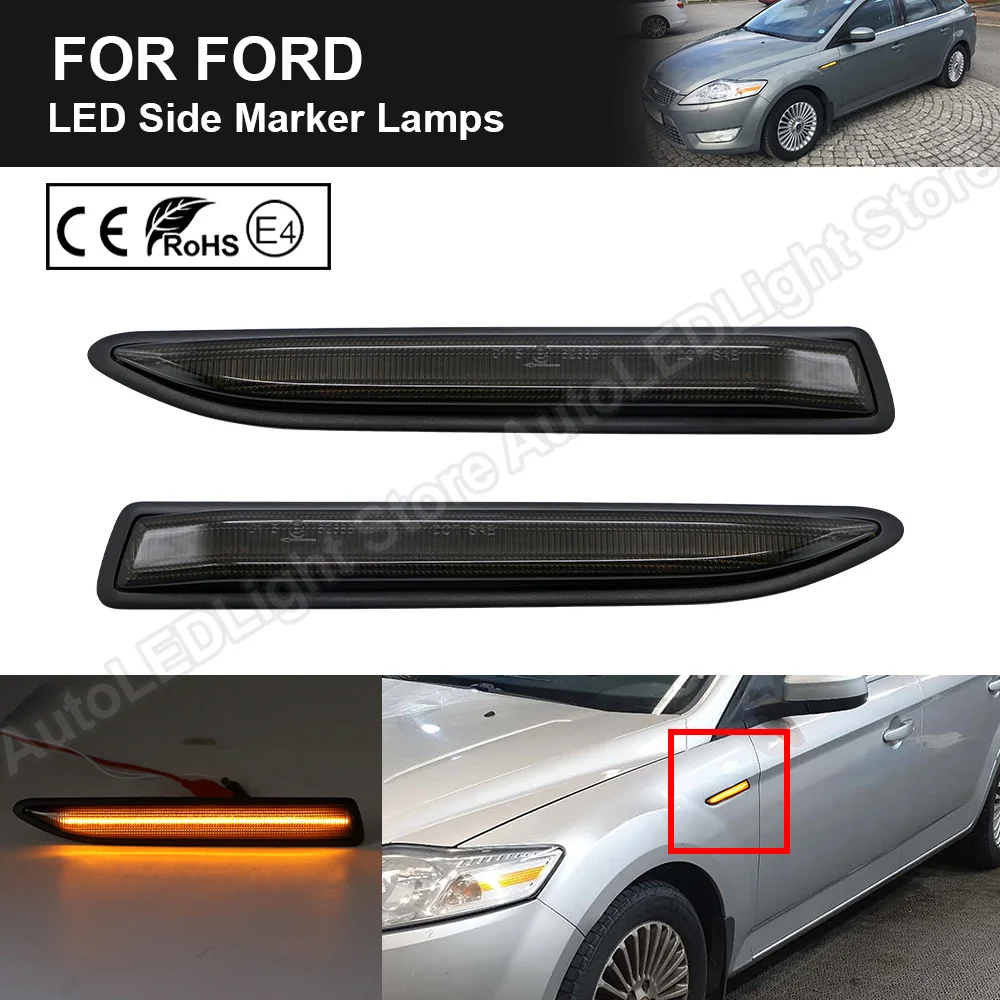 2PCS untuk Ford Mondeo Mk4 Hatchback Saloon Estate 2007-2015 Asap Lensa LED Sisi Marker Lampu Sein lampu