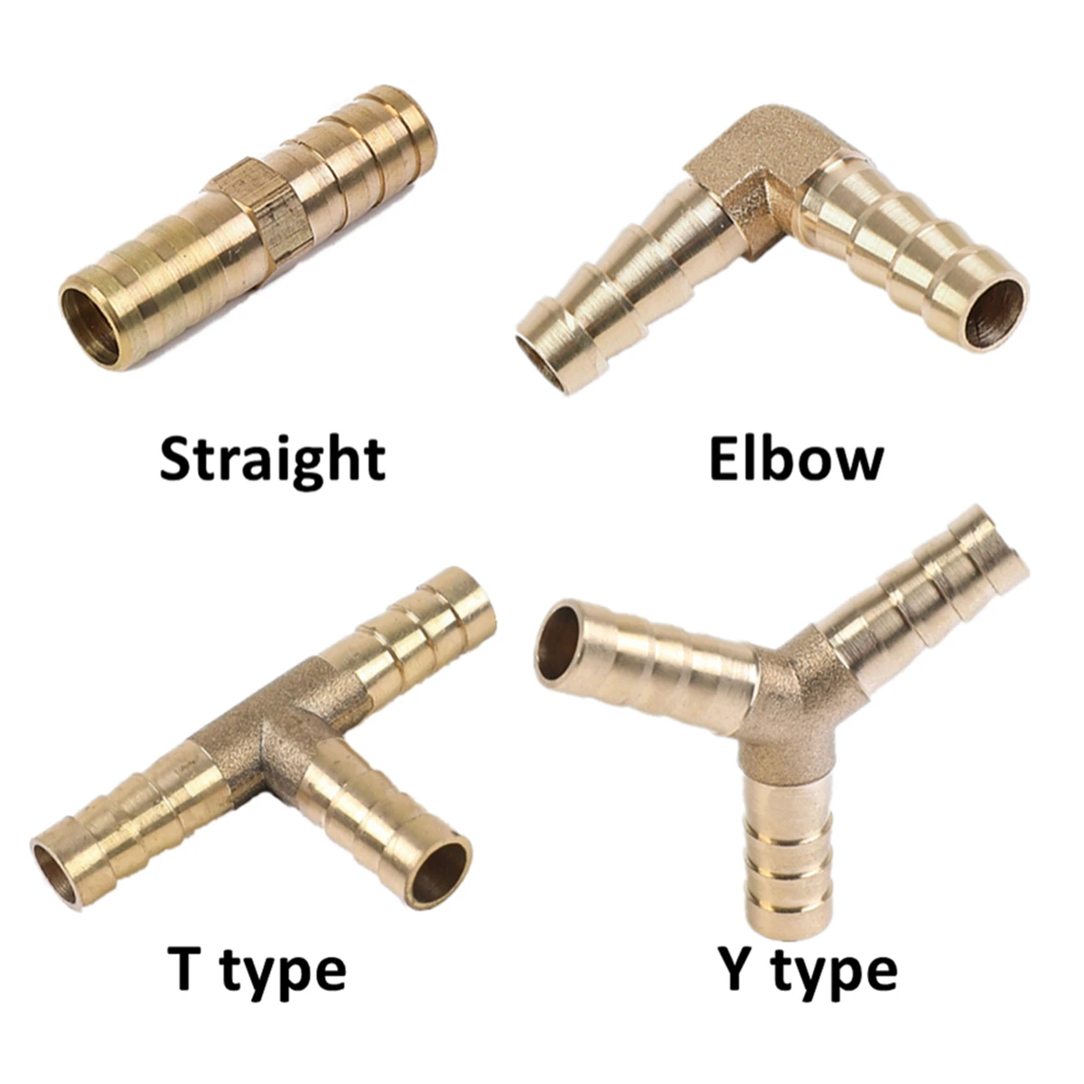 Straight Elbow T Y X Shape 2 3 4 Way Connector Brass Barb Pipe Fitting for 4mm 6mm 8mm 10mm 12mm 14mm 16mm Copper Water Tube