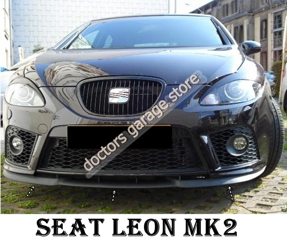 For Seat Leon Mk2 CUPRA R FRONT SPOILER BUMPER LIP 2006 2007 2008 2009 2010 2011 2012 Euro Spoiler Lip Universal 3 pcs Body Kit