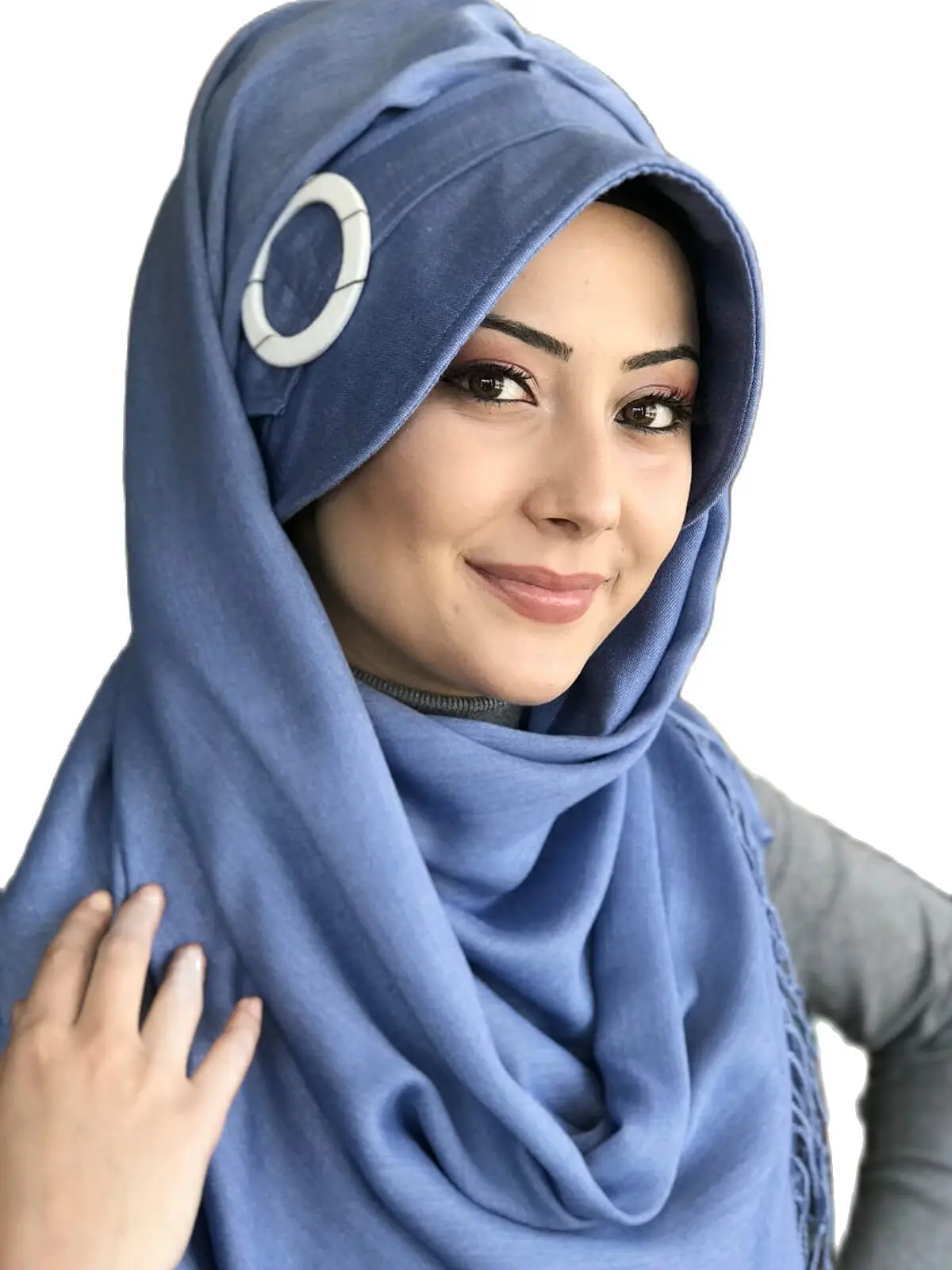 New Fashion 2021 Muslim\'s Hijab Islamic Clothing Turban Spring Summer Season Foulard Scarf Navy Blue Buckle Woman\'s Hat Shawl