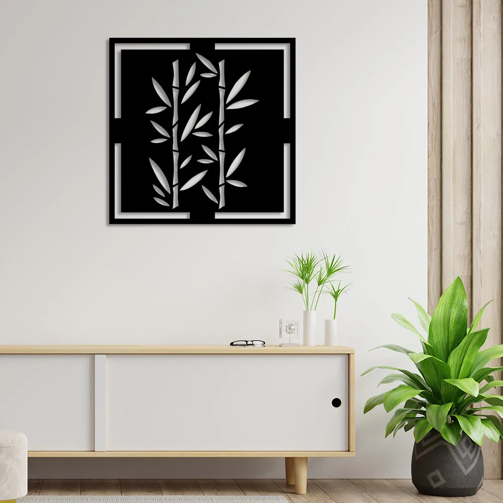 Balance Reed Bamboo Tree Wall Room Home Accessory Wooden Table 50x50cm