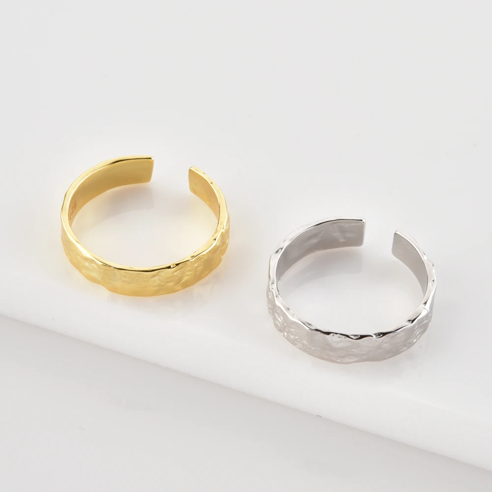 ANDYWEN 100% New 925 Sterling Silver Gold Thin Square Resizable Ring Women Rock Punk Luxury Jewelry 2022 Fine Jewels