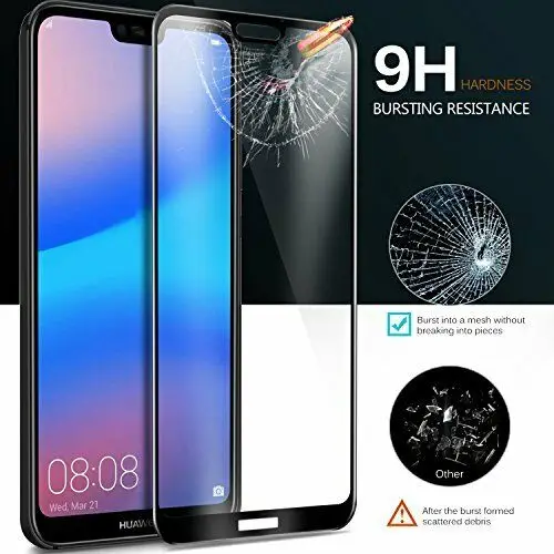 PROTECTOR CRISTAL TEMPLADO 3D PARA HUAWEI P20 LITE CUBRE TODO COLOR NEGRA ENVIÓ GRATIS