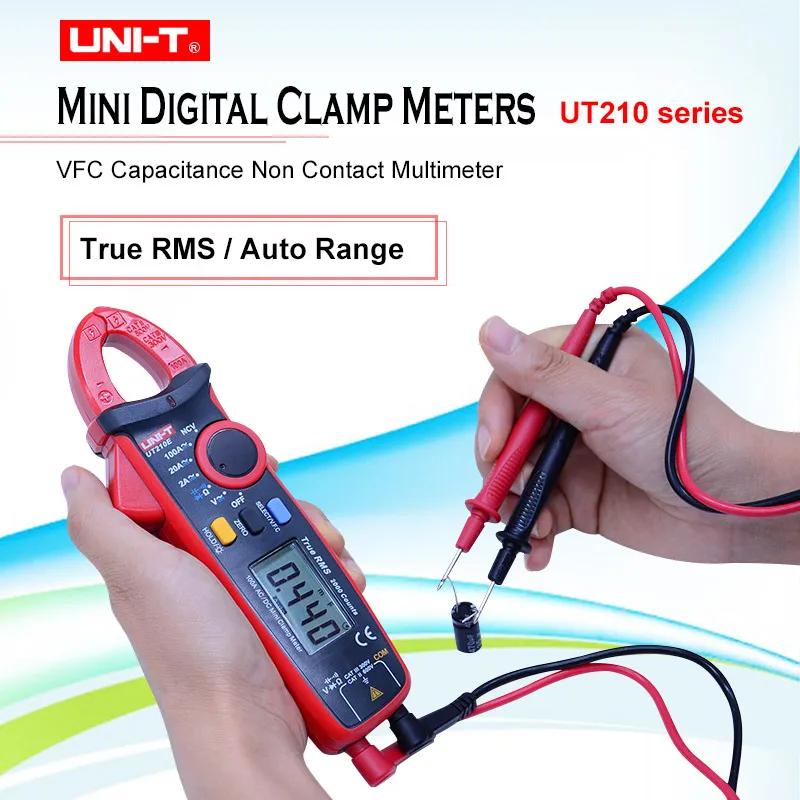 Mini Digital Clamp Meters AC/DC Current Voltage UNI-T UT210 series True RMS Auto Range VFC Capacitance Non Contact Multimeter