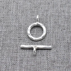 4 Sets 925 Sterling Silver Small Circle Hammered Toggle Clasps for Necklace Bracelet