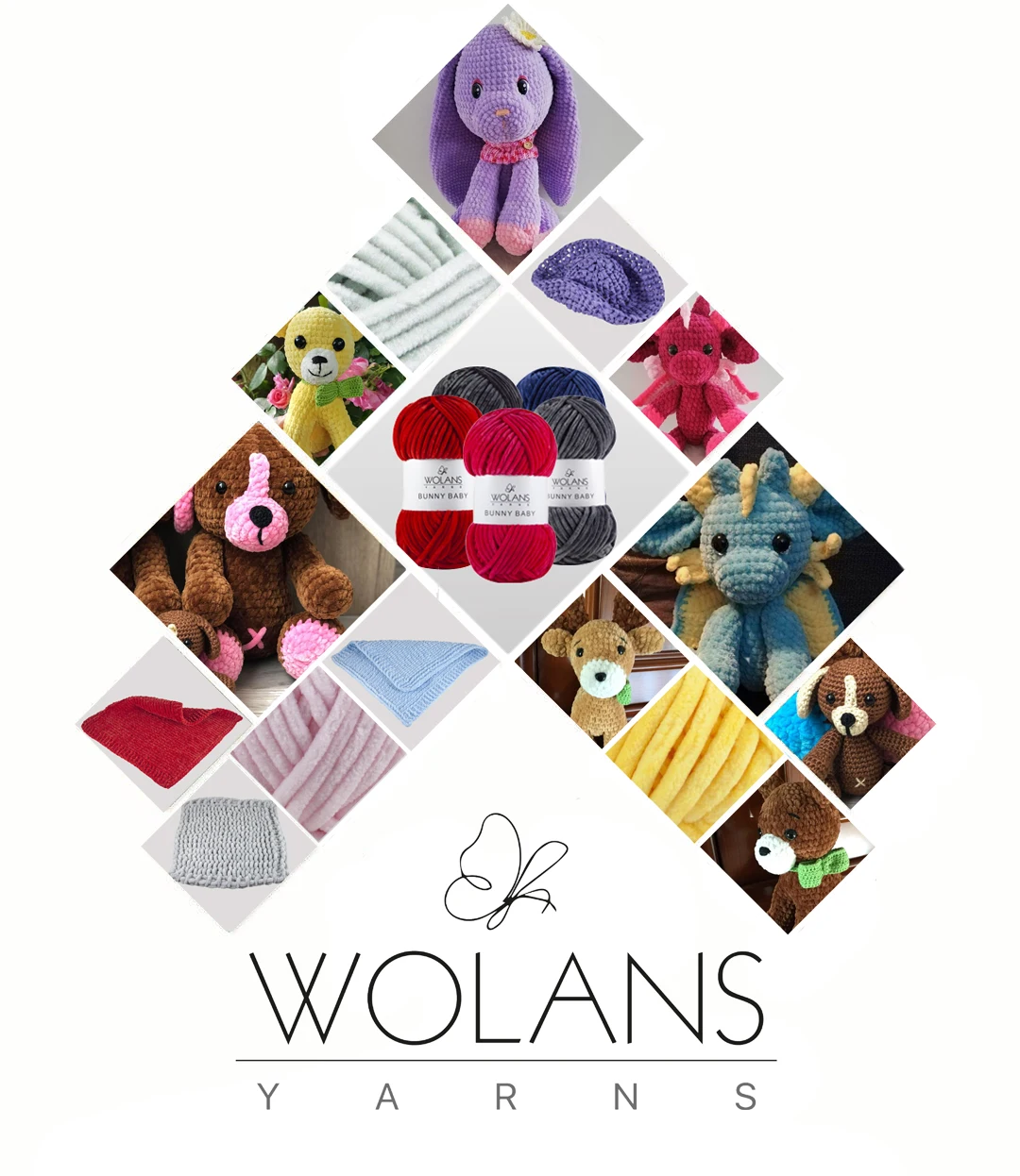 WOLANS BUNNY BABY Knitting Crochet Yarn 100g Super Soft Bulky Thick Plush Velvet Chunky Chenille Dolphin Wool Blanket Amigurumi