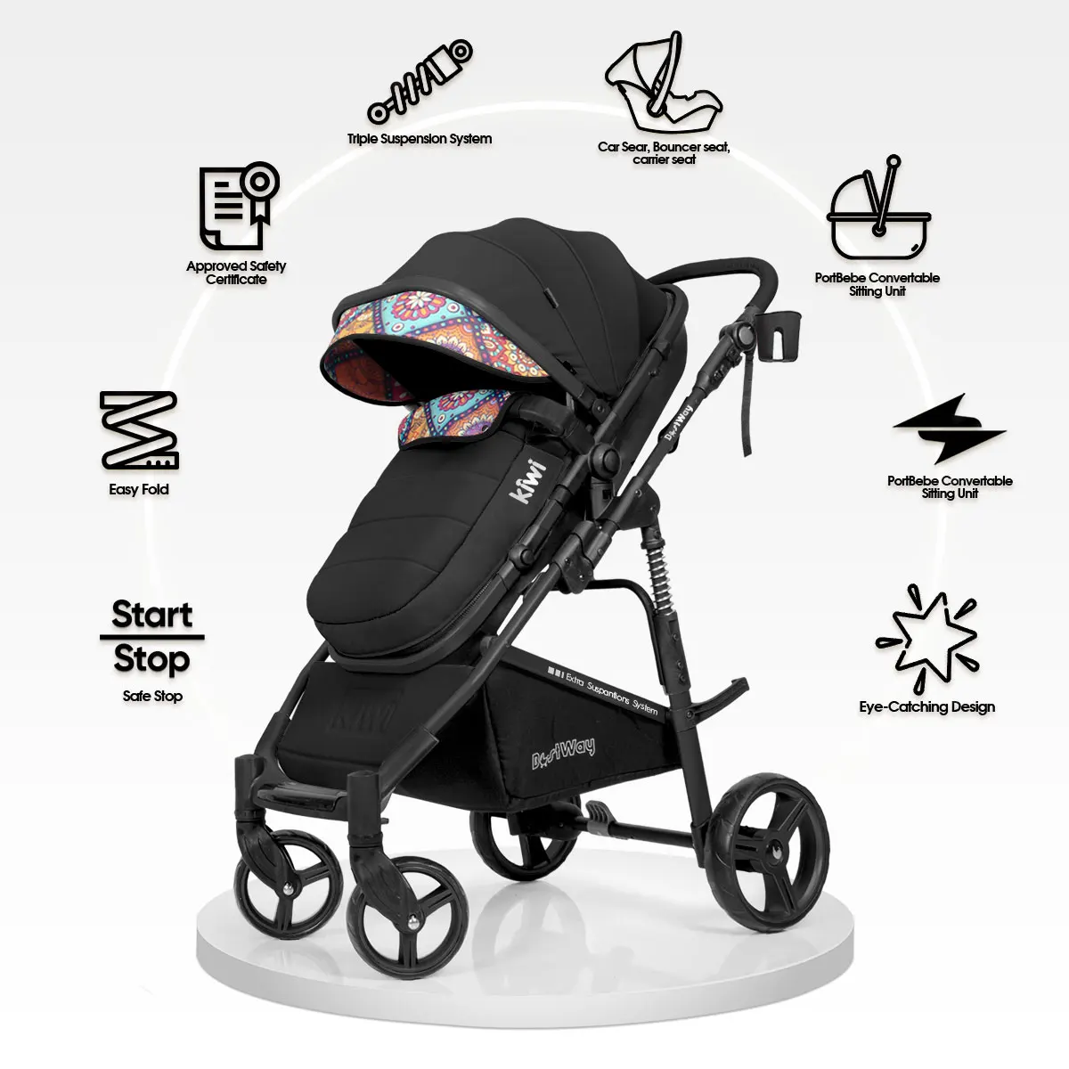 Baby Stroller Bestway All In One Travel System Scandinavian Design Baby Stroller, Car Seat, Care Bag