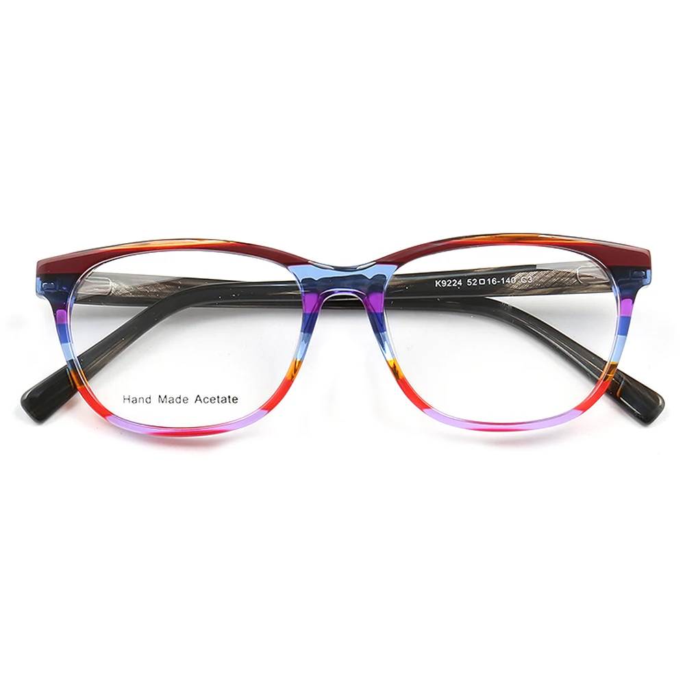 Vintage Women Fashion Eyeglass Frames Men Square Optical Glasses Frames Light Acetate Round Spectacles Striped Rx Eyewear Green