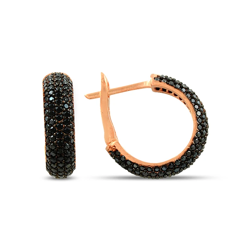 New Boho Huggie Hoop Earrings Classic Full Black Rhinestone Circle Earrings For Women Female Party Round Trendy Fashion Brinco