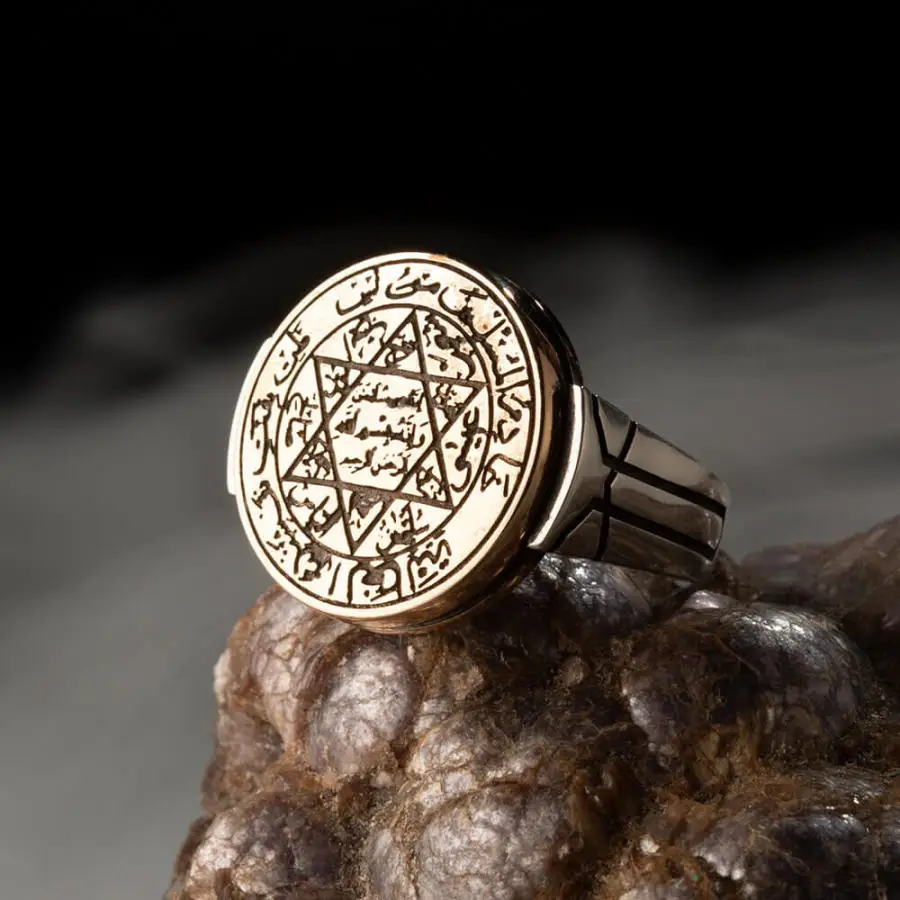 

Men Silver Ring with Seal of Solomon Vintage Star of David Ring Ottoman Sultan's Jewelry Round Men Ring Men For Gifts