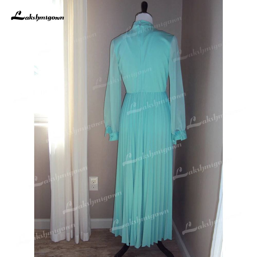 Mãe dos vestidos de noiva luz azul babados em camadas maxi vestido de baile de alta pescoço vestido formal casamento convidado dressstrech seda