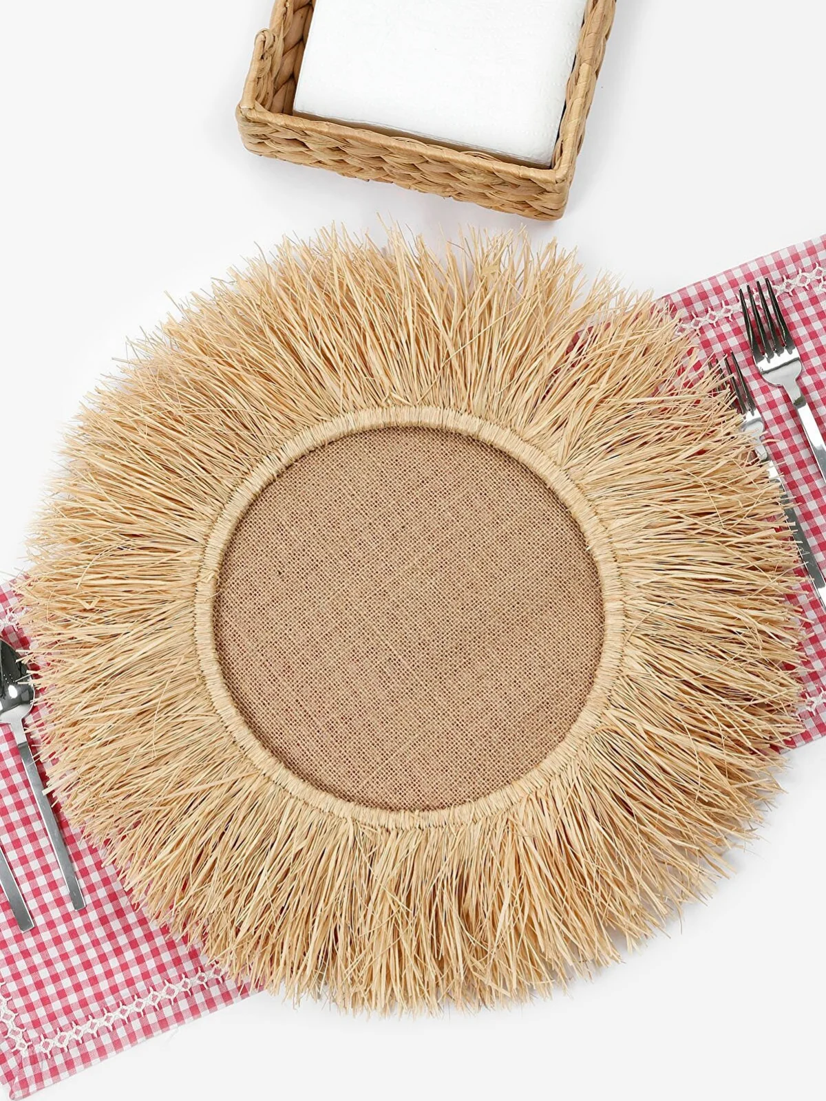 Natural Jute Fabric Supla Placemat, Serving Plates for Special Tables Invitations Celebrations Dining Room Birthday Garden Party