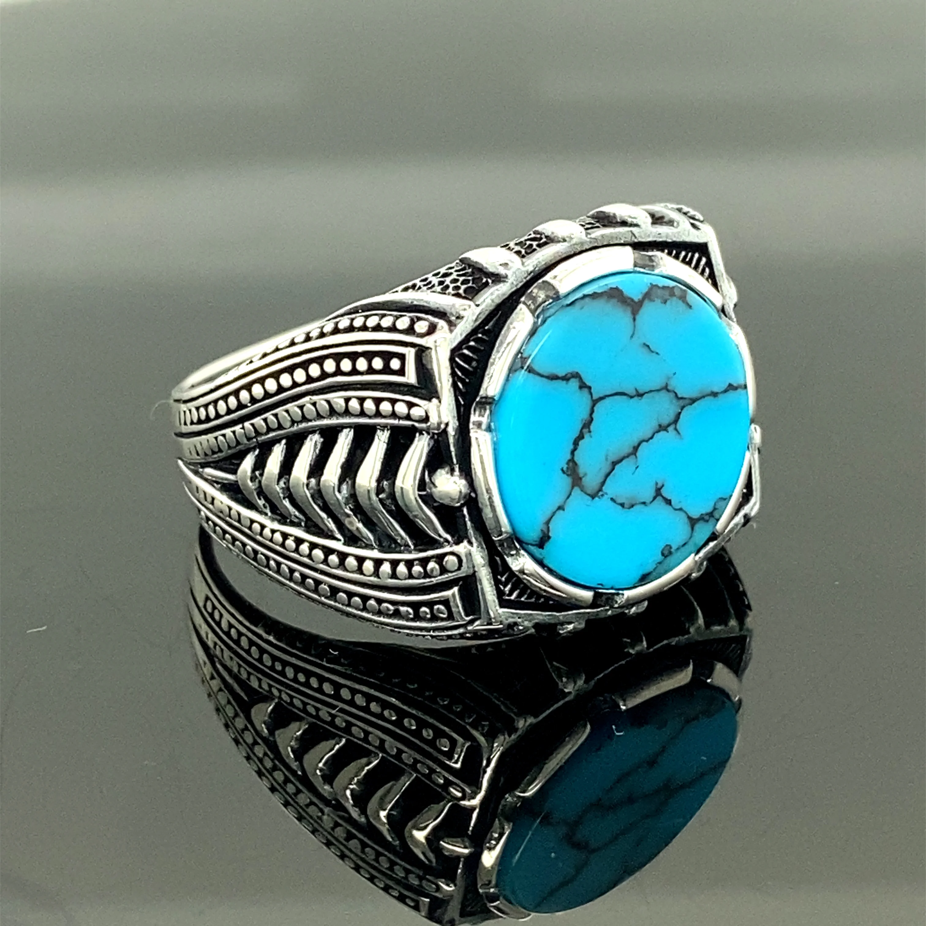 Turkish Handmade , Turquoise Stone Ring , 925 Sterling Silver , Ottoman Jewelry , Gift For Him