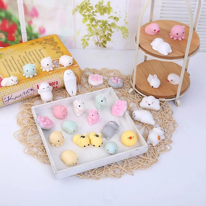 20-5 pz Kawaii Squishies Mochi Anima Squishy giocattoli per bambini Antistress Ball Squeeze bomboniere giocattoli Antistress per il compleanno