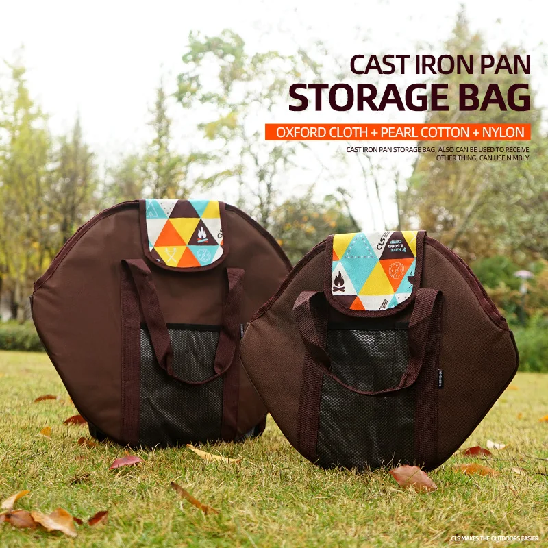 1Pc Outdoor Camping Kitchen Utensil Cookware Storage Bag Travel Barbecue Tray Frying Pan Organizer