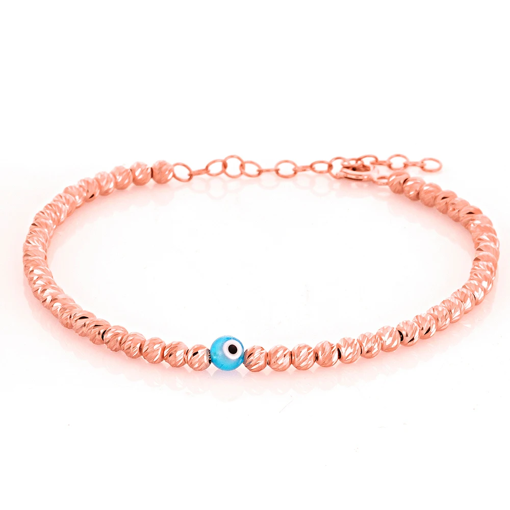 Fine Women's 925 Sterling Silver Jewelry Rose Gold Plated Evil Eye Bracelet 925 Silver Zircon with Wristlet