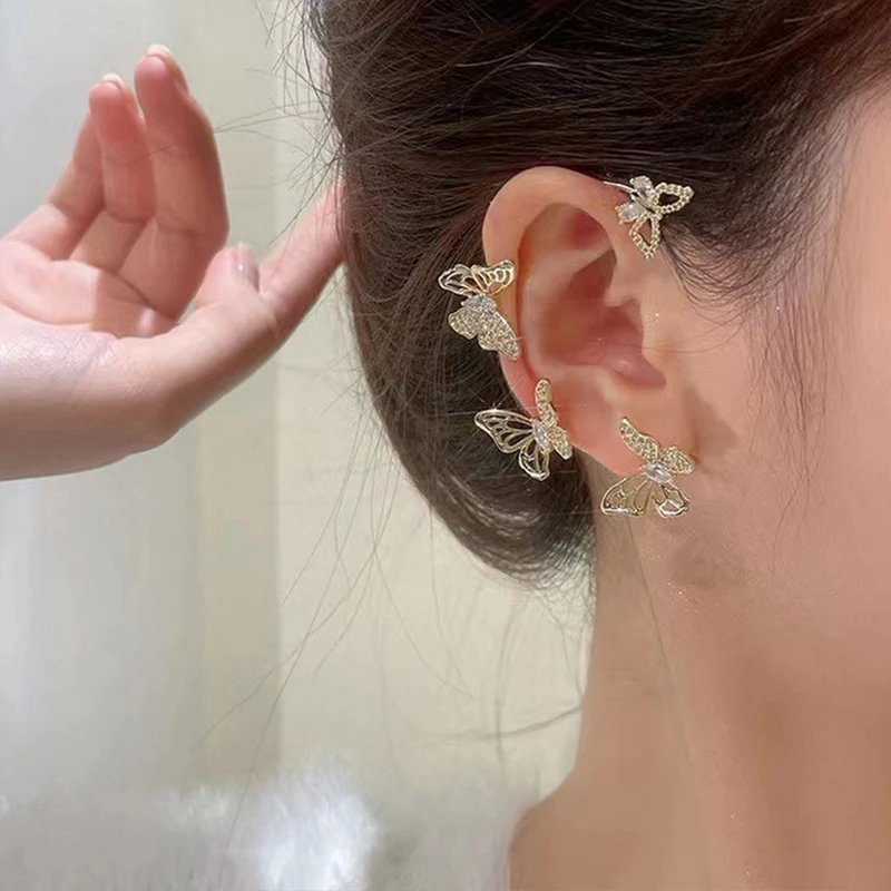 Exquisiter funkelnder Zirkon-Blätter-Ohrklemm-Ohrstecker für Damen, silberfarbene Kubikzirkonia-Ohrringe, Partyschmuck – Detail 13