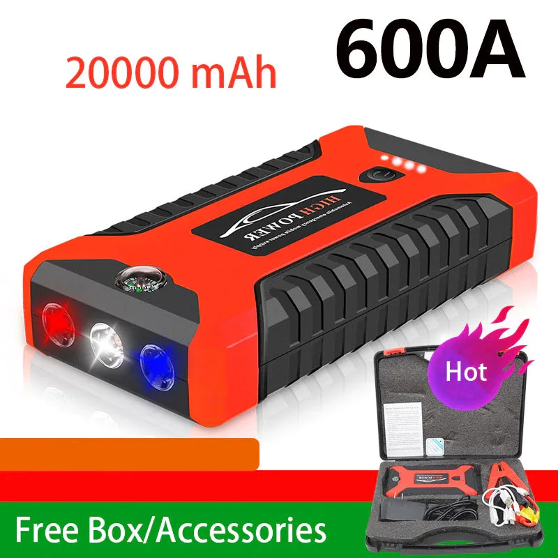 2021 New Car Jump Starter 20000mAh 600A 12V Output Portable Emergency Starter Power Bank Car Booster Starting Device Waterproof