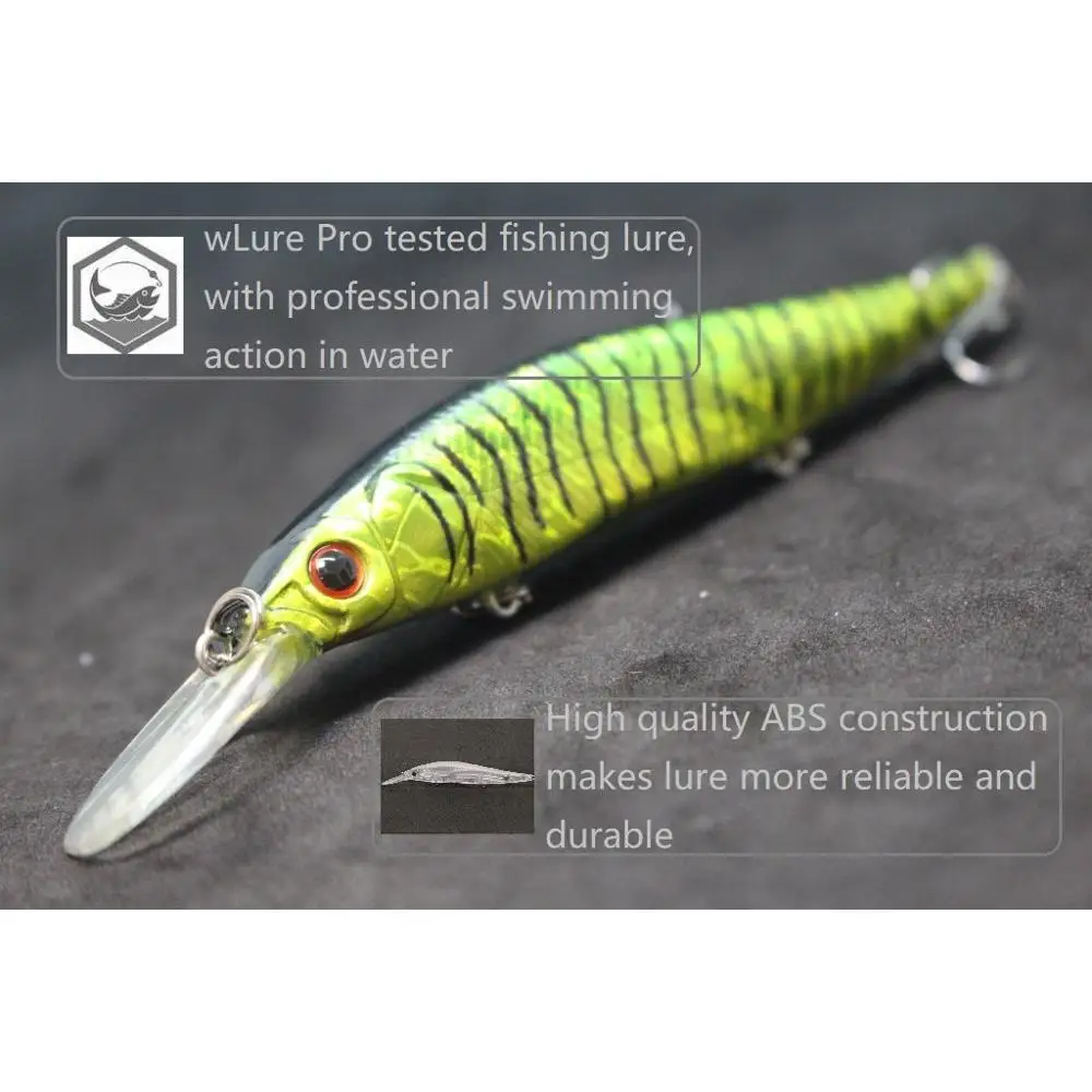 wLure Minnow Fishing Lure 16g 13cm Deep Diving Jerkbait Weight Transfer System 3 Treble Hooks Slow Floating M817