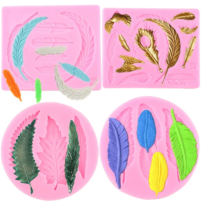 Feather Silicone Mold Birds Feathers Fondant Cake Decorating Tool DIY Sugarcraft Cake Border Molds Candy Chocolate Gumpaste Mold